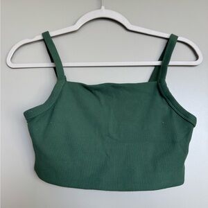 Aerie Offline Green Ribbed Women's High Neck Sports Bra